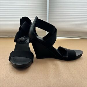 BCBGeneration Black Strappy Wedges